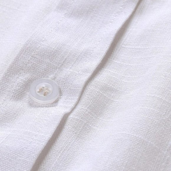 Casual White Men's Button Up Shirt - Picture 5 of 6
